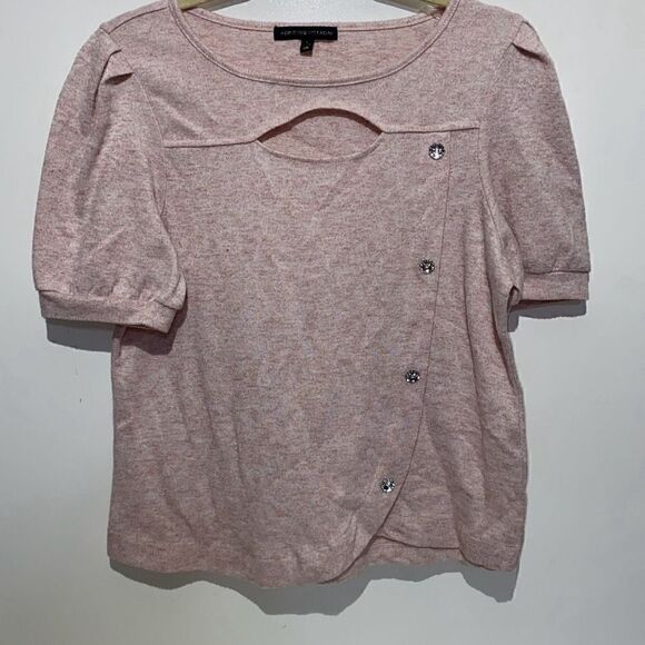 Adrienne Vittadini Women's Pink Keyhole Beaded Pullover Blouse Size Large - Picture 1 of 10